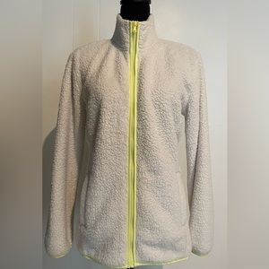 Tek Gear fleece jacket. Color off-white and safety yellow. Size medium.